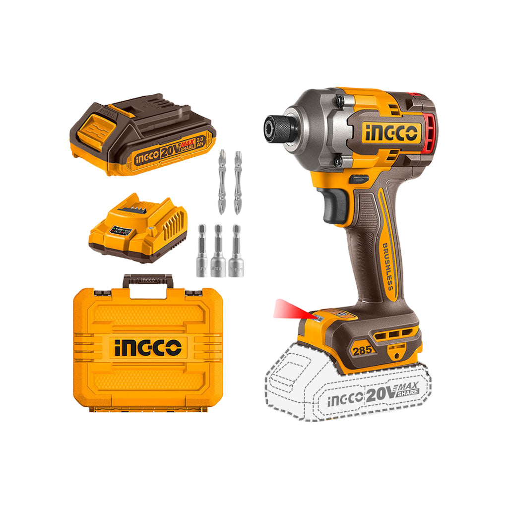 P20S/20V Brushless Motor Lithium-Ion Cordless Impact Driver CIRLI2028 ING-COR