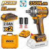 P20S/20V 1/2inches Lithium-Ion Cordless Impact Wrench 350N.m ING-COR