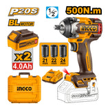 P20S/20V Brushless Motor Lithium-Ion Cordless Impact Wrench CIWLI2050/CIWLI20501 ING-COR