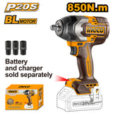 P20S 20V Brushless Cordless Lithium-Ion Impact Wrench No Batt & Charger CIWLI20851 ING-COR