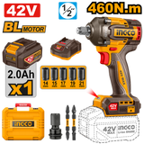 Ingco  42V/460NM(1/2inches) Brushless Motor Lithium-Ion Cordless Impact Wrench CIWLI42461
