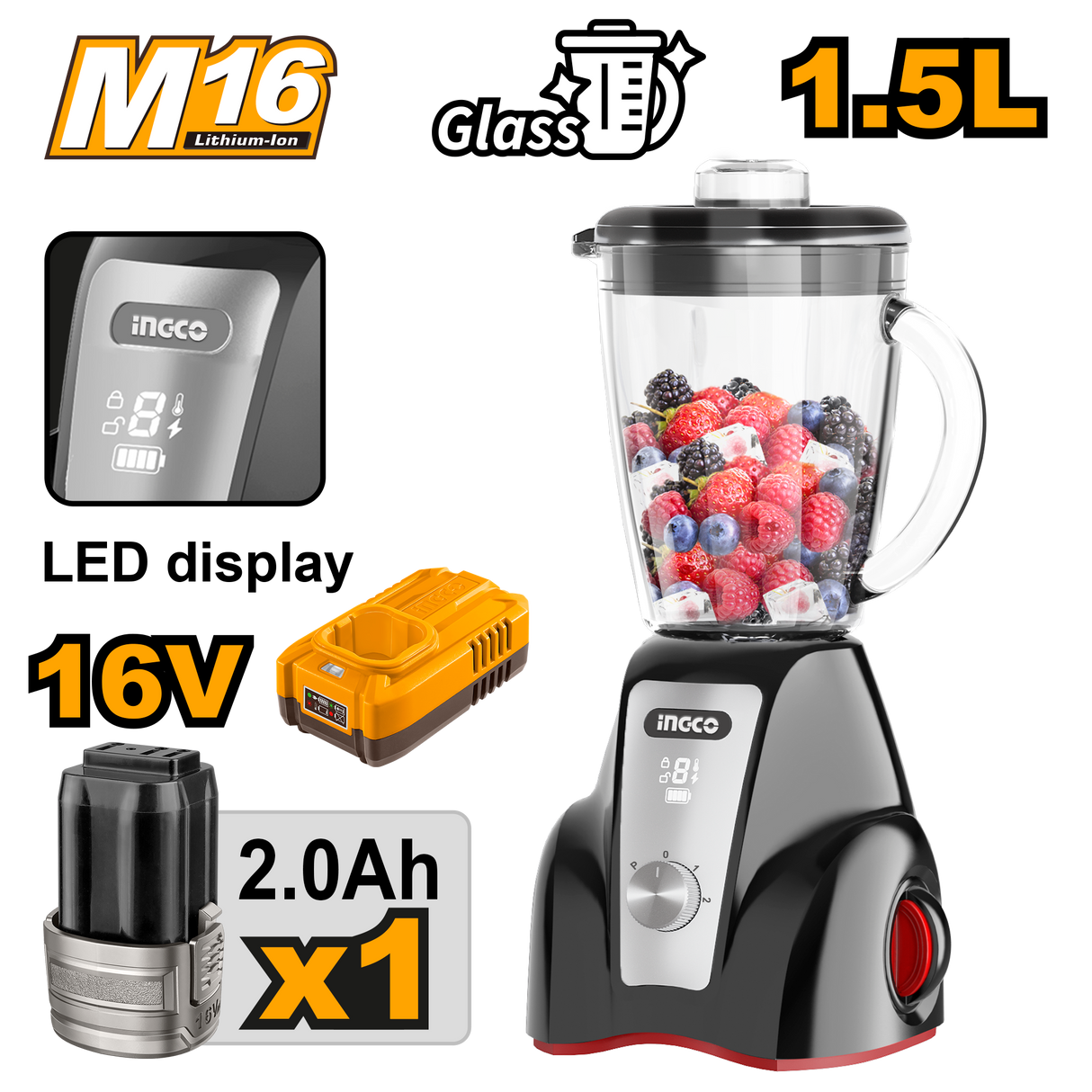 DC-M16V(300W) 1.5L Lithium-Ion Cordless Stand Blender CJB052K | CJB050K ING-COR