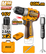 ingco combo kit m16 cordless screwdriver + mixer ckli1628 ing-ht product photo