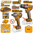 INGCO P20S 20V 2-piece compact brushless impact drill combo kit