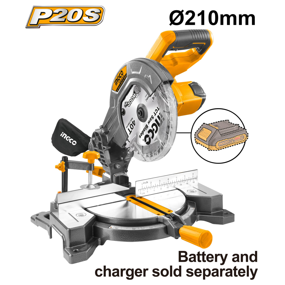 Ingco P20S 20V Lithium-Ion Cordless Miter Saw CMS2001