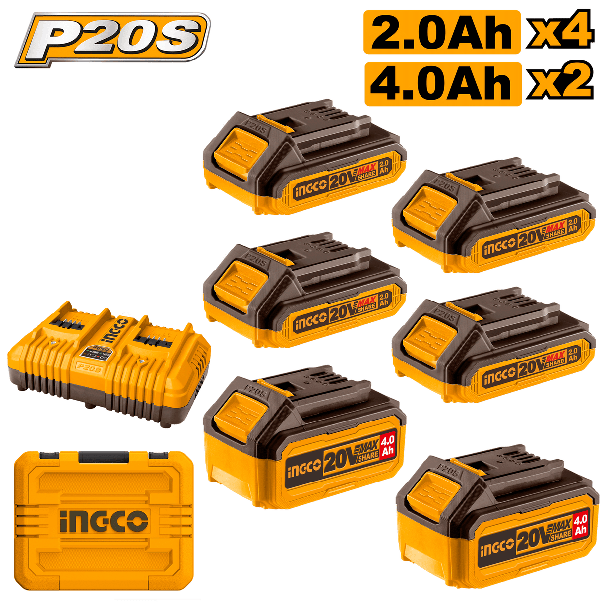 Ingco P20S 20V Lithium-Ion Battery And Charger Kit COSLI230701