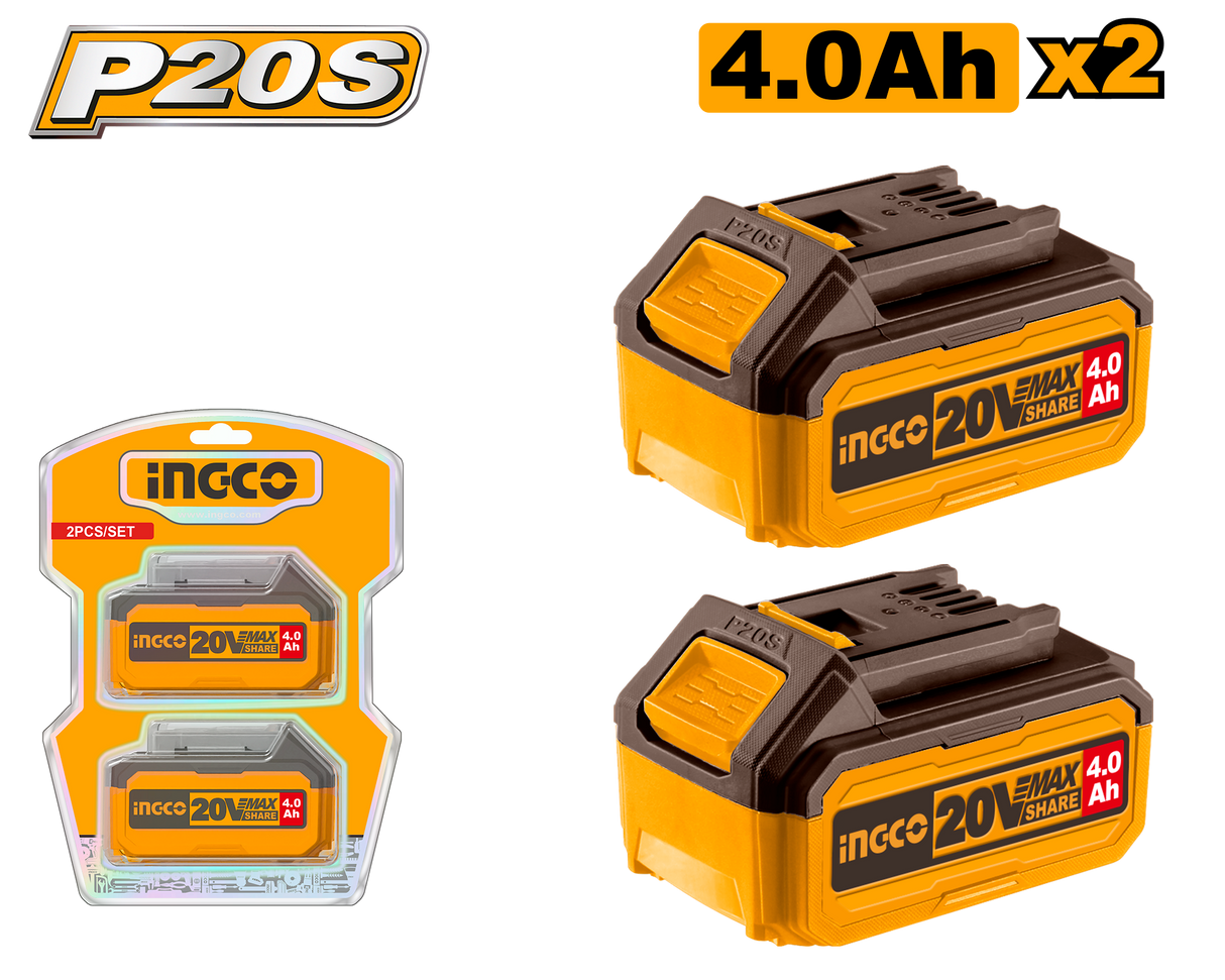 2PCS/P20S 20V Lithium-Ion Battery Pack 4.0Ah | 5.0Ah for Cordless Power Tools