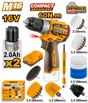 INGCO 16V M16 cordless drill with 11-piece cleaning brush set