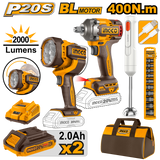 INGCO P20S 20V 4-piece cordless impact wrench combo kit