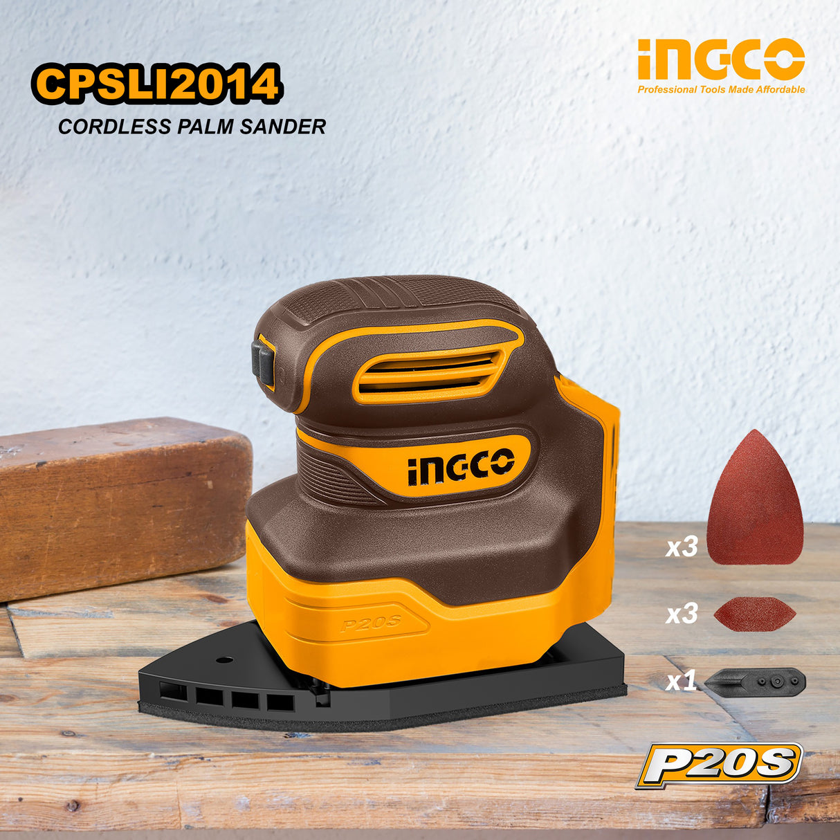 P20S/20V Lithium-Ion Cordless Palm Sander CPSLI2014 ING-COR
