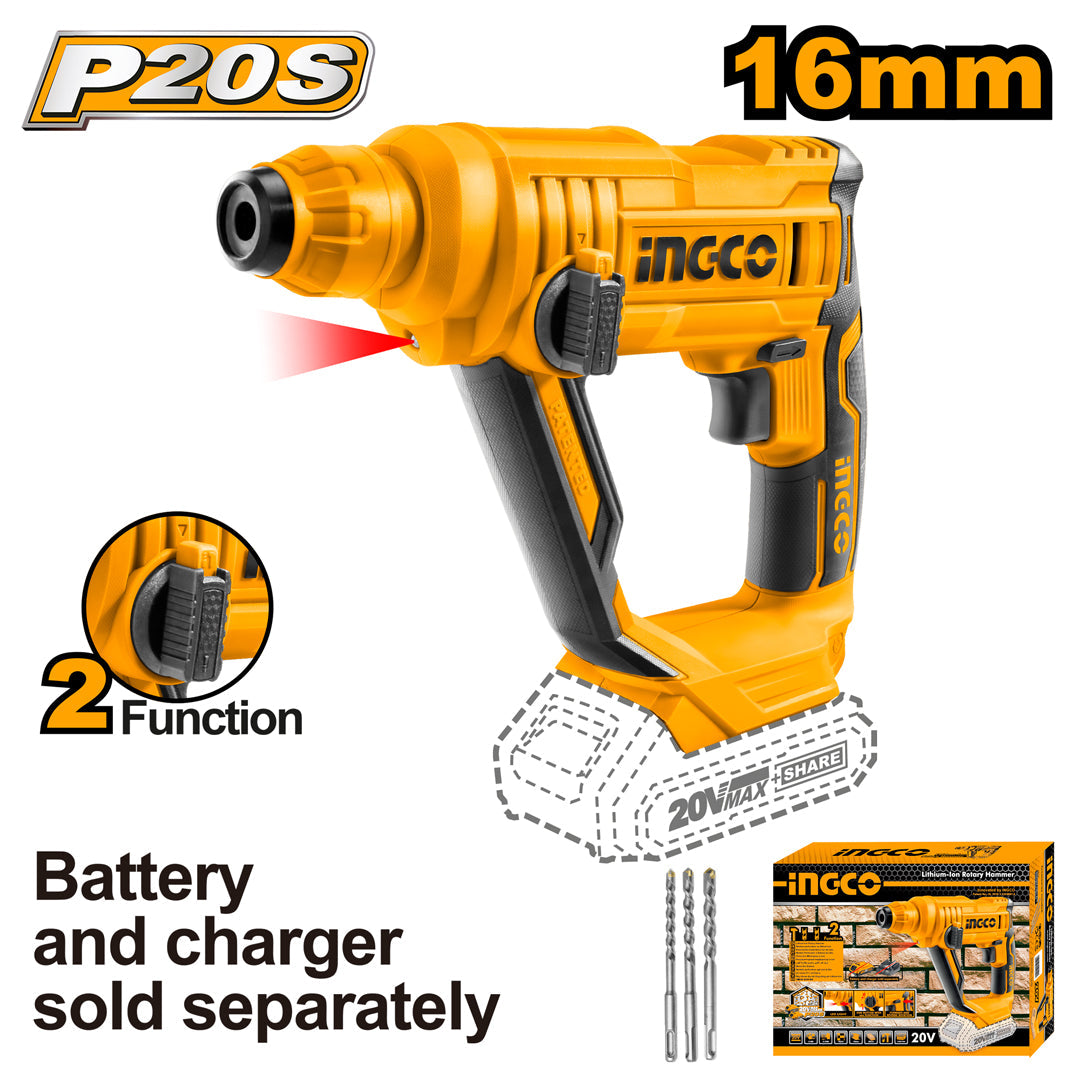 Ingco P20S 20V Lithium-Ion Cordless Rotary Hammer CRHLI1601