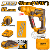 INGCO P20S 20V 18mm brushless cordless rotary hammer drill