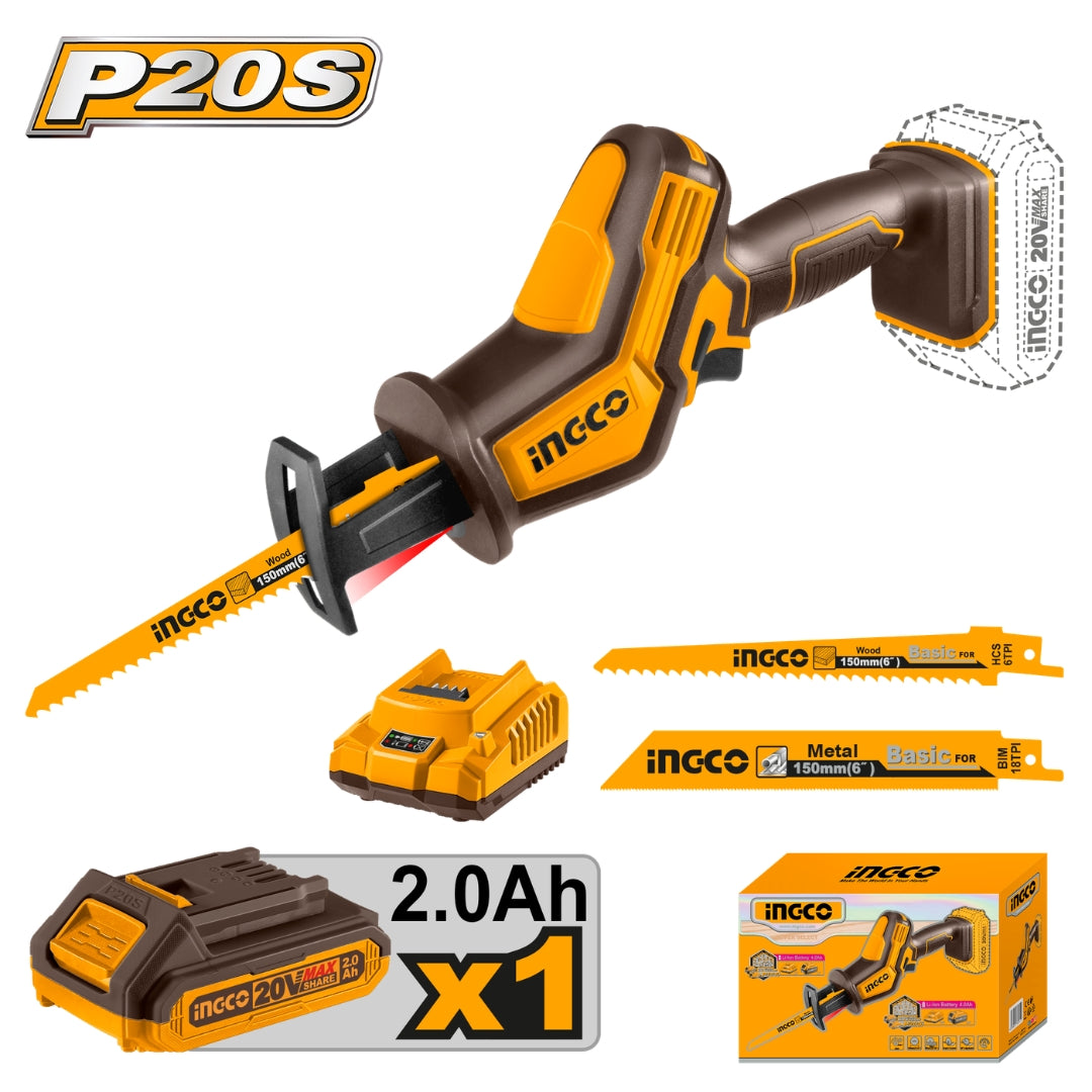 P20S/20V Lithium-Ion Cordless Reciprocating Saw CRSLI6508/CRSLI65081 ING-COR