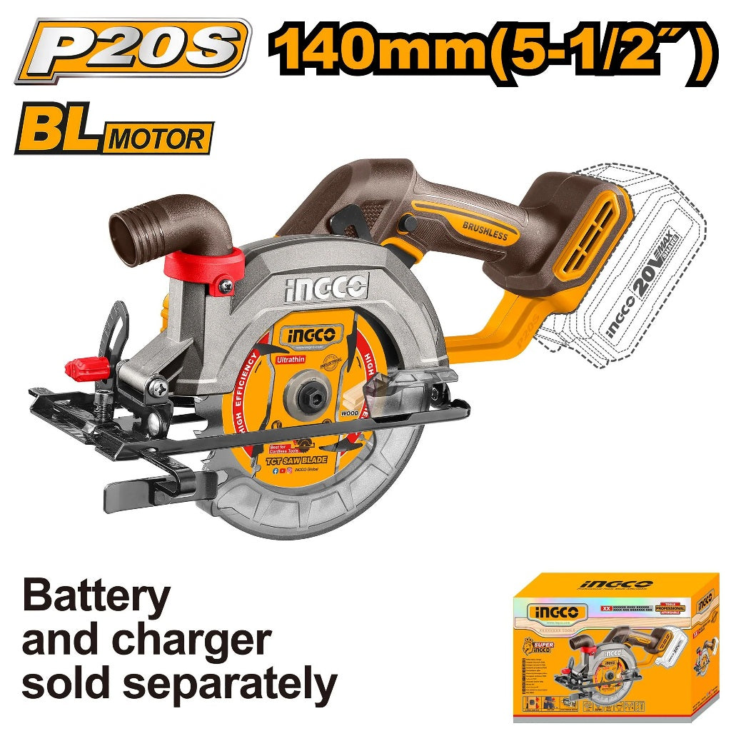 P20S/20V Lithium-Ion Cordless Circular Saw with Blower & Brushless Motor CSLI14021/CSLI1402 ING-COR