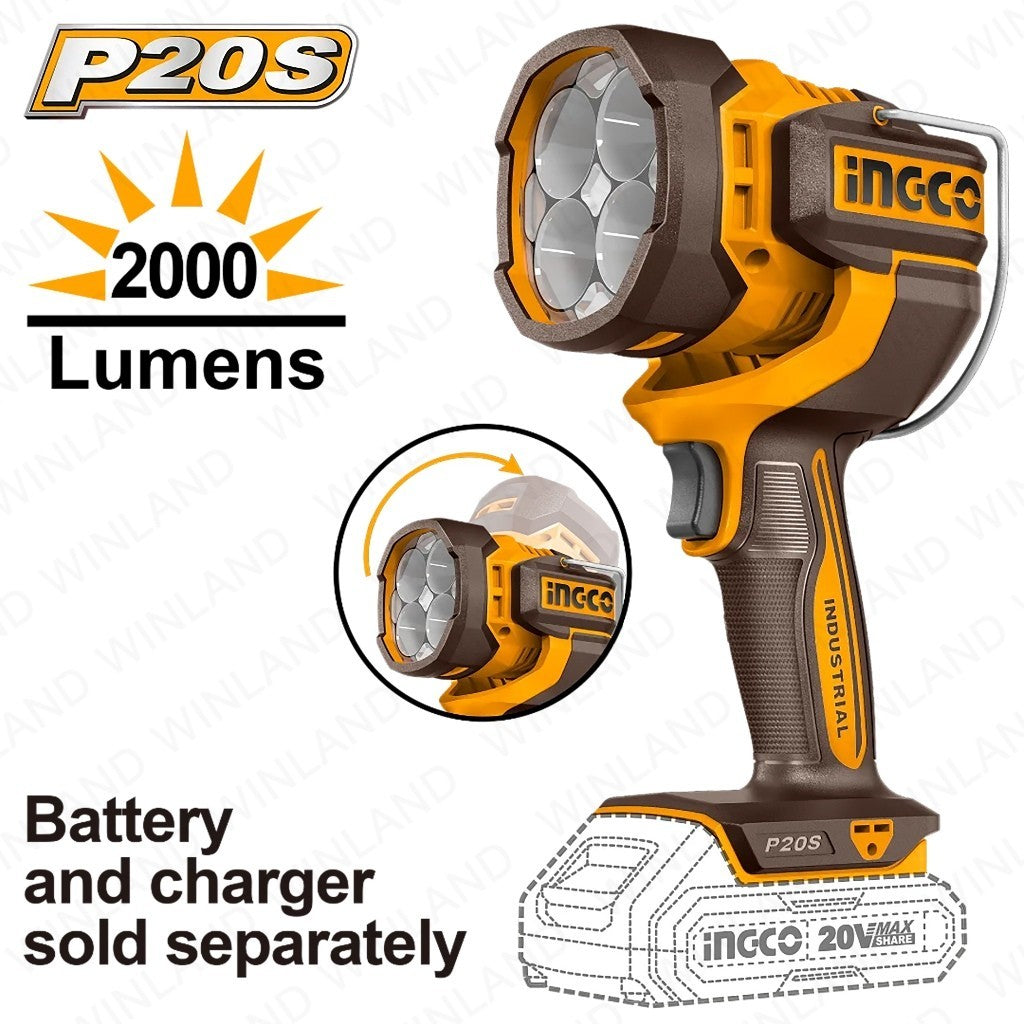 P20S/20V 2.0AH Lithium-Ion Cordless Work Lamp Flashlight ING-COR
