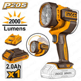 P20S/20V 2.0AH Lithium-Ion Cordless Work Lamp Flashlight ING-COR