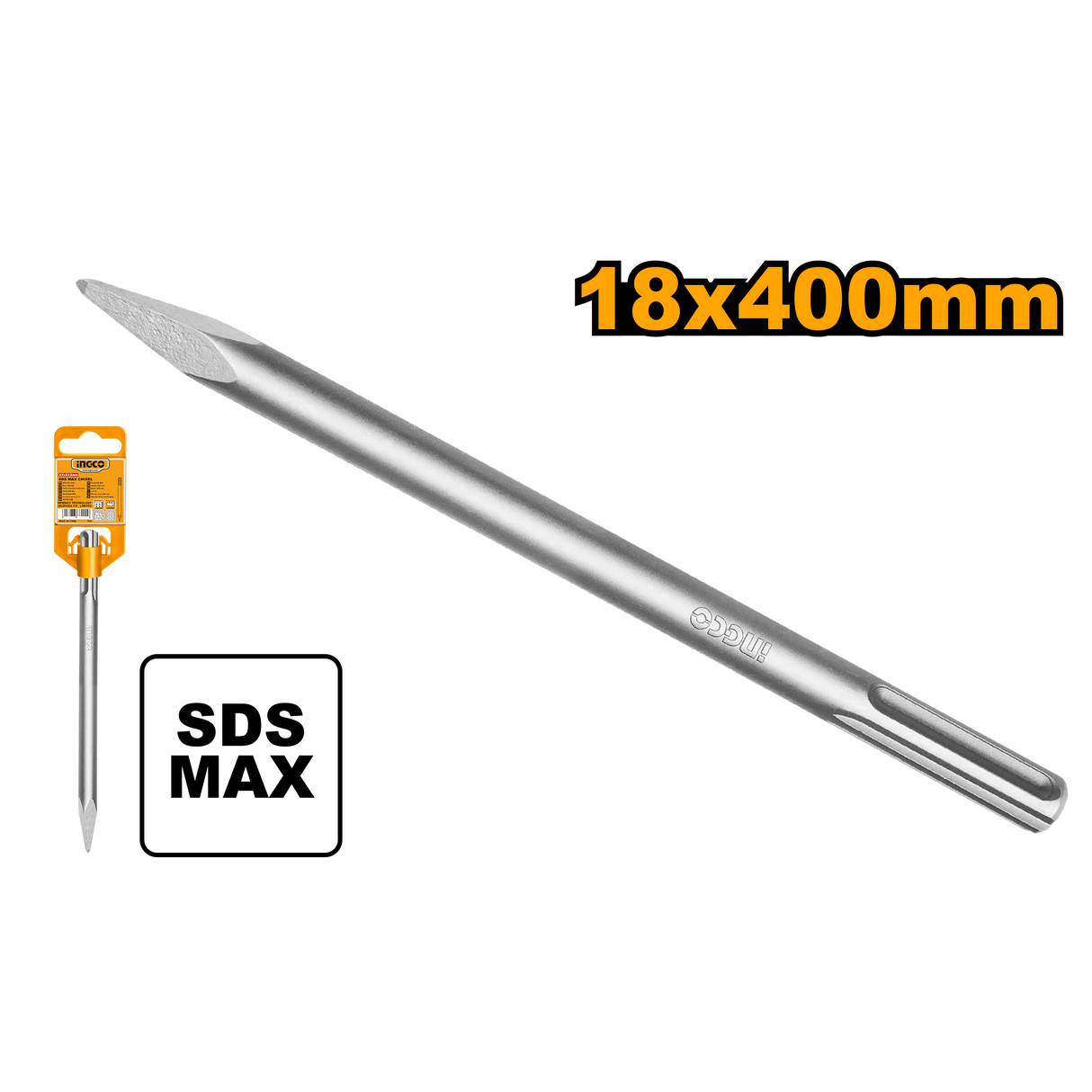 INGCO SDS Max chisel 18x400mm flat & pointed (sold per piece)