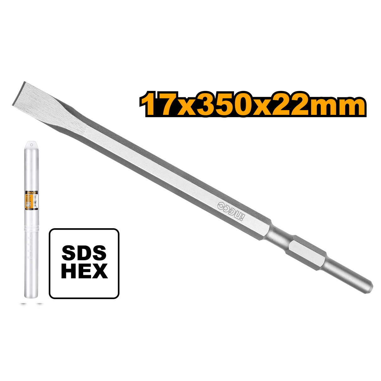 INGCO SDS Hex Chisel 17x350mm Flat Chisel (DBC0523501)