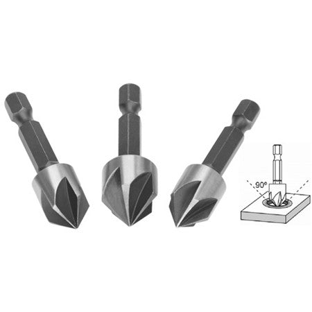 3 Pcs / Set Countersink Bit Set HSS DBCS0031