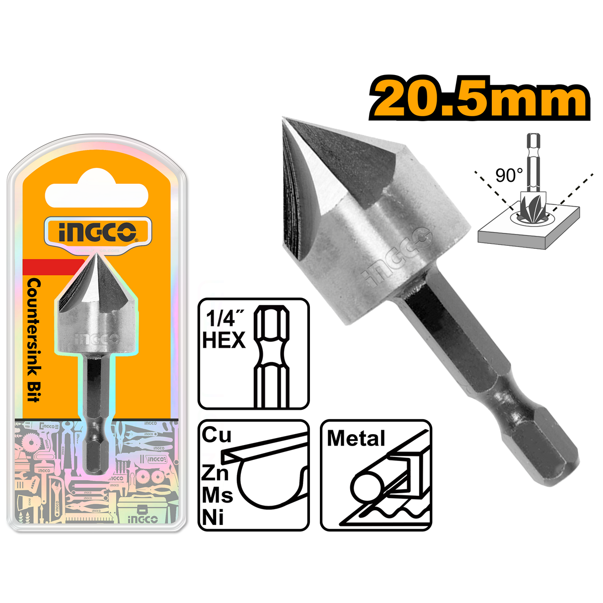 Countersink bit HSS 8.3mm 12.4mm 20.5mm Angle 90° Sold Per Piece ING-AC