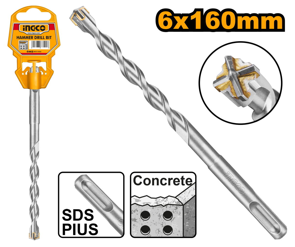 Ingco SDS-plus hammer drill bit double flute sold per piece