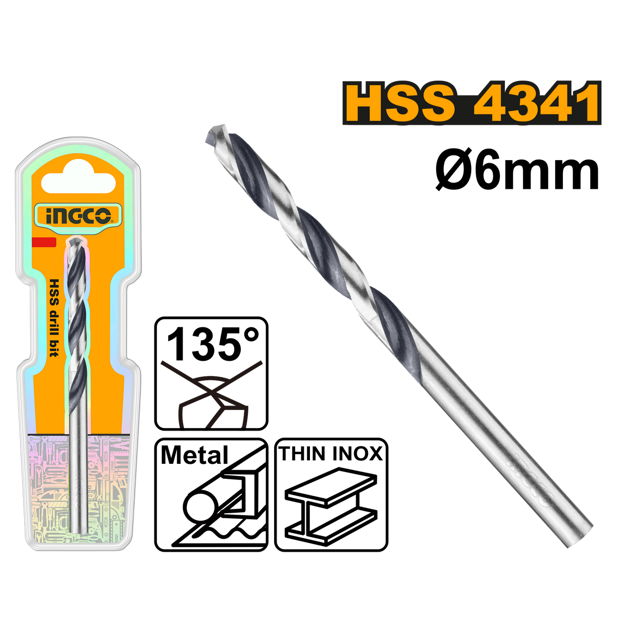 1PC/Set 4341 Hss Drill Bit 6mm DBT1200604 ING-AC