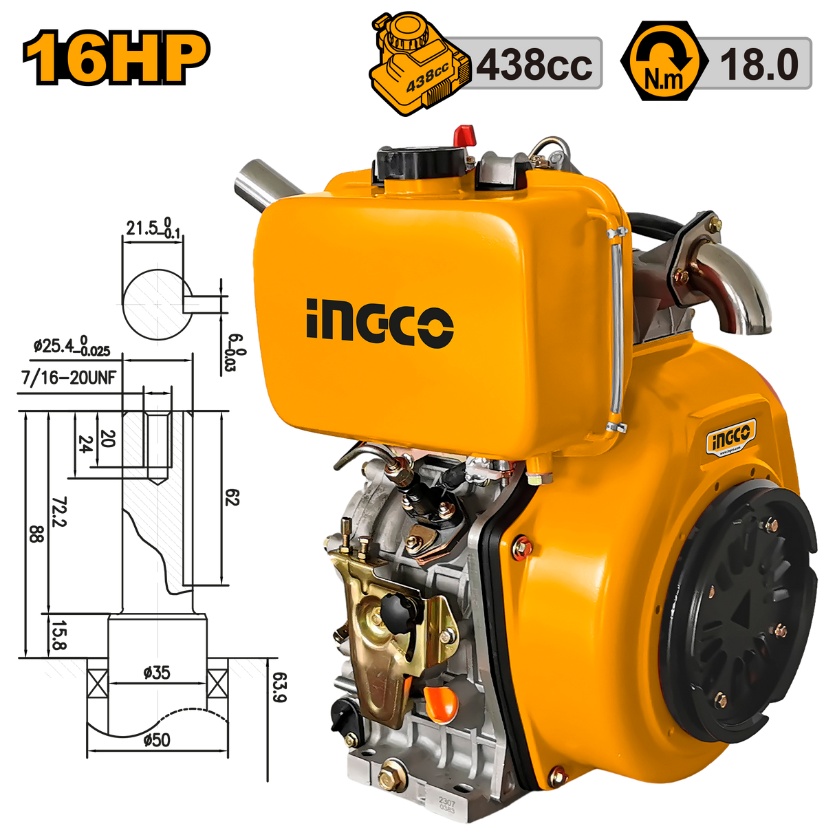 16HP-20HP Single-Cylinder Vertical 4-Stroke Air Cooled Diesel Marine Engine ING-EN