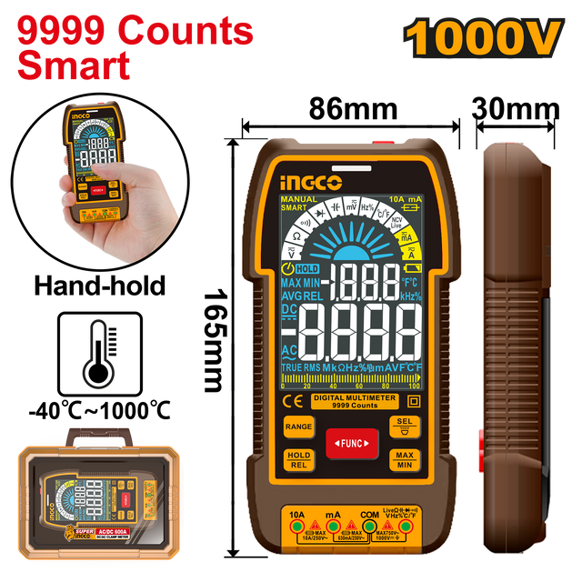 INGCO True RMS Digital Multimeter 9999 Counts