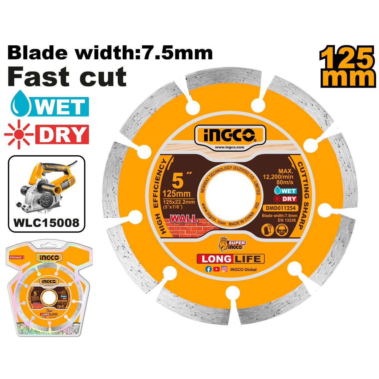 Ingco Dry Diamond Disc 125mm (5") x 22.2mm DMD011254