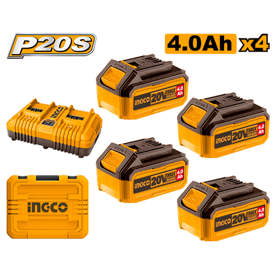 Ingco P20S 20V Lithium-Ion Battery And Charger Kit FBCLI20244
