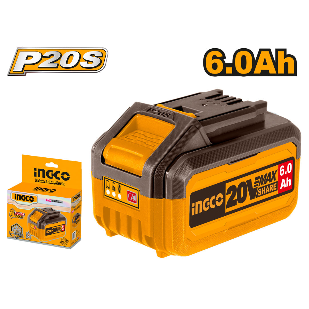 Ingco P20S 20V Lithium-Ion Battery Pack 6.0Ah FBLI2060