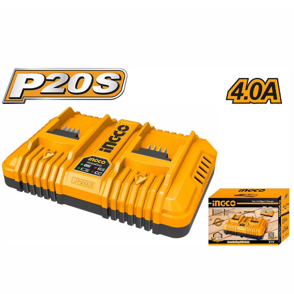 Ingco P20S 20V 2-Slots Fast Intelligent Charger FCLI2034