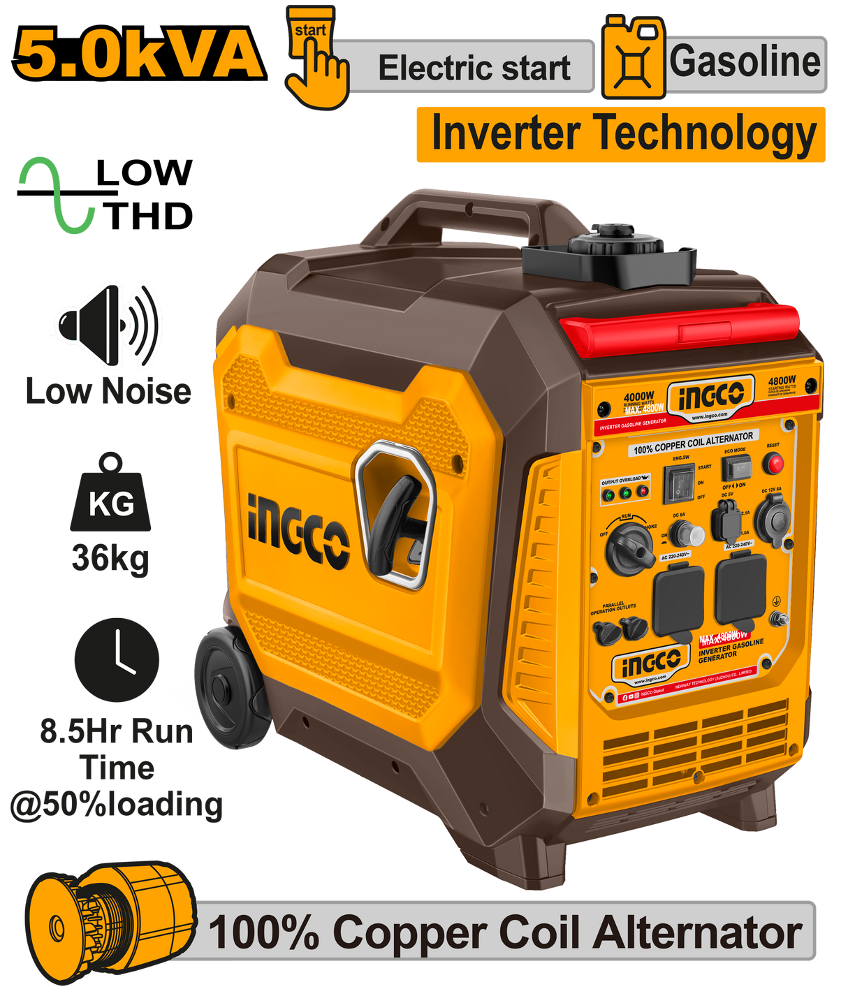 INGCO Inverter Gasoline Generator 5.0kVA 220-240V
