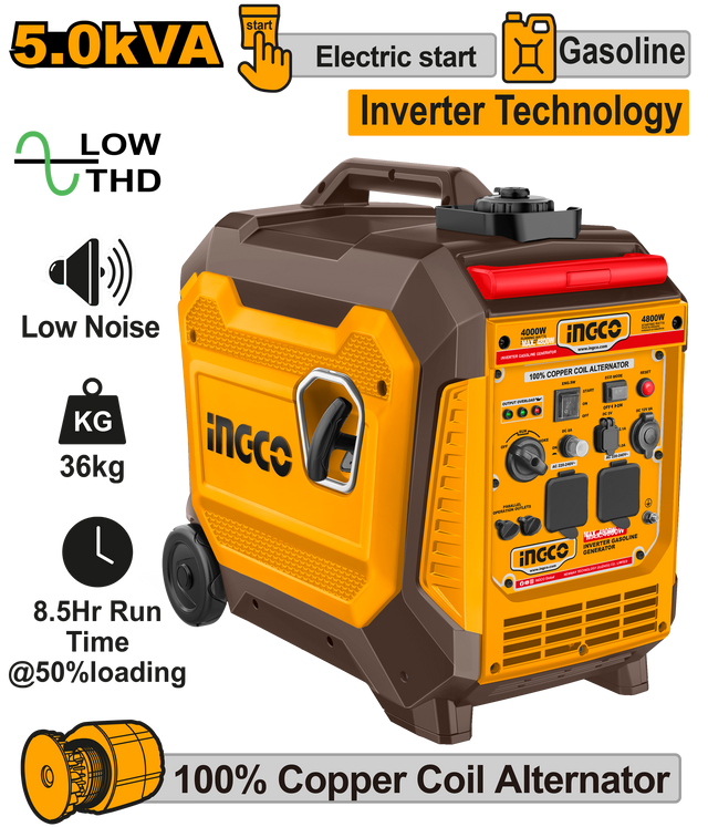 INGCO Inverter Gasoline Generator 5.0kVA 220-240V