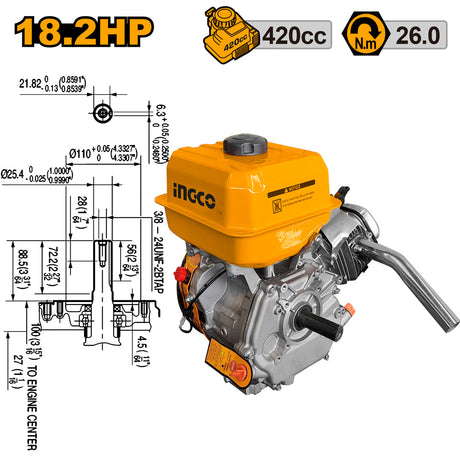 Ingco Industrial Marine Low Speed Gasoline Engine Generator GELS1681P / GELS1682P / GEMR1902P