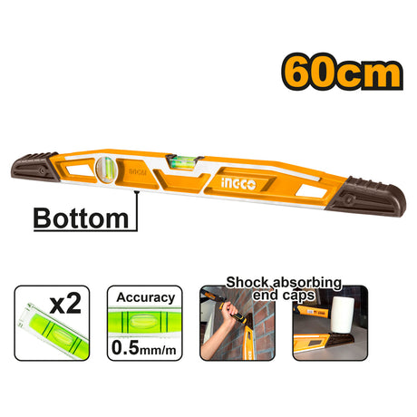 Ingco 60cm Professional Heavy Duty Mason's Level Aluminum Alloy HBSL08060 - Winland Depot