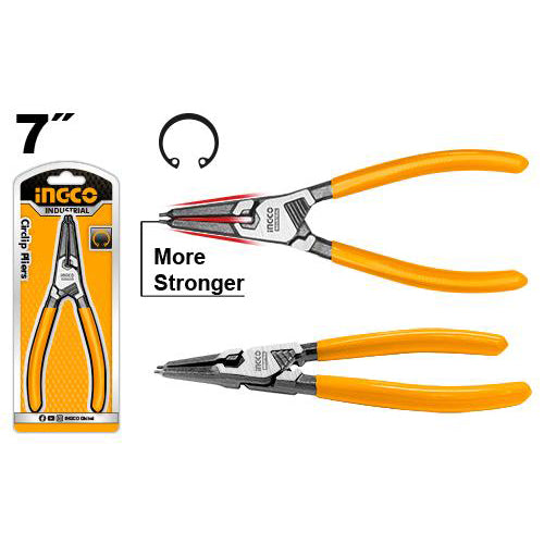 7"/180mm Straight External & Interior Seeger Ring Circlip Pliers with Spring HCCP261801 / HCCP261803