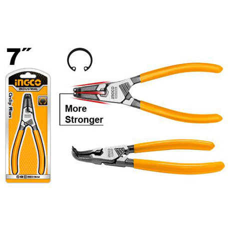 Ingco 7 Inch/180mm Circlip Pliers Bent Head Internal HCCP261804 - Winland Depot