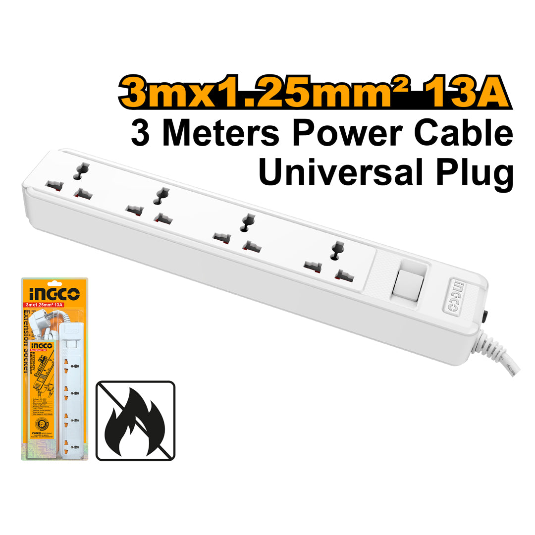 4 Ways Extension Cord Cable Wire Universal Socket HES23042V