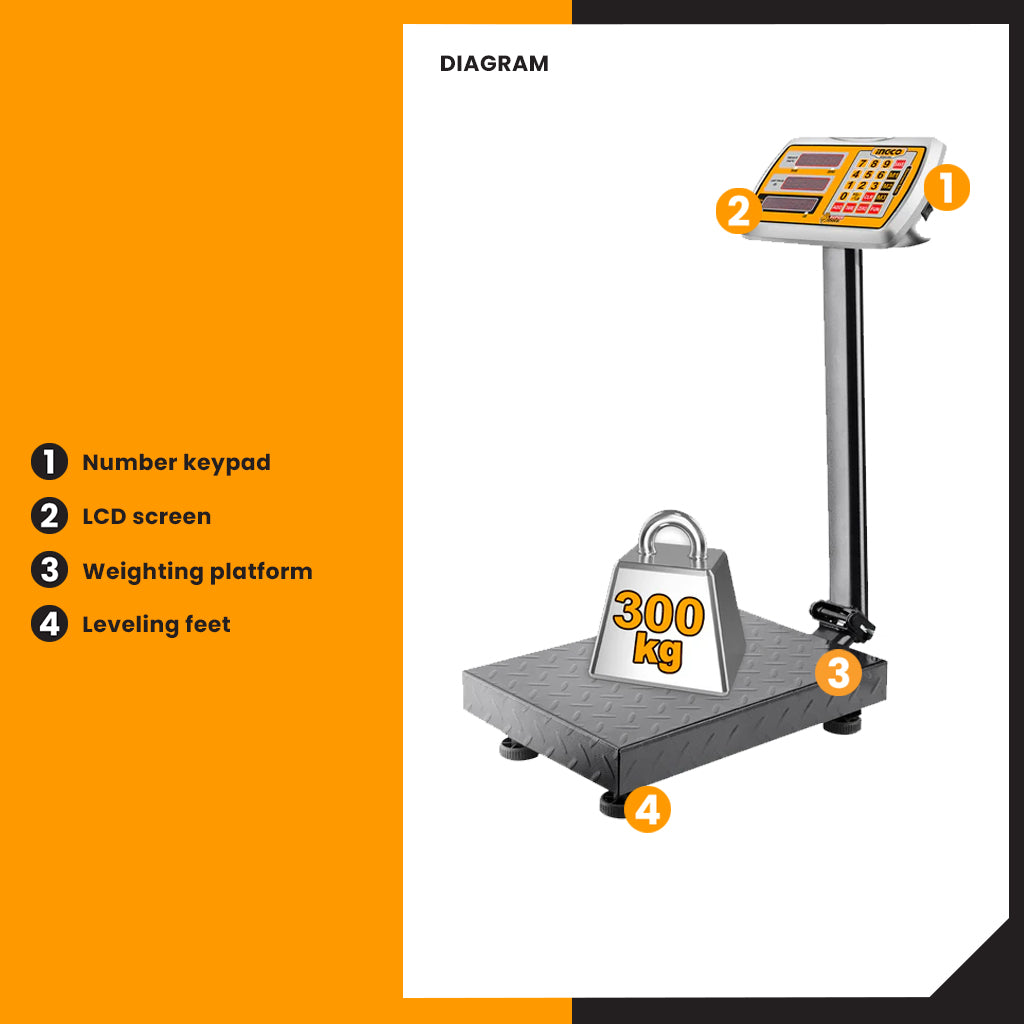 300kg Rechargeable Weighing Platform Scale HESA33003