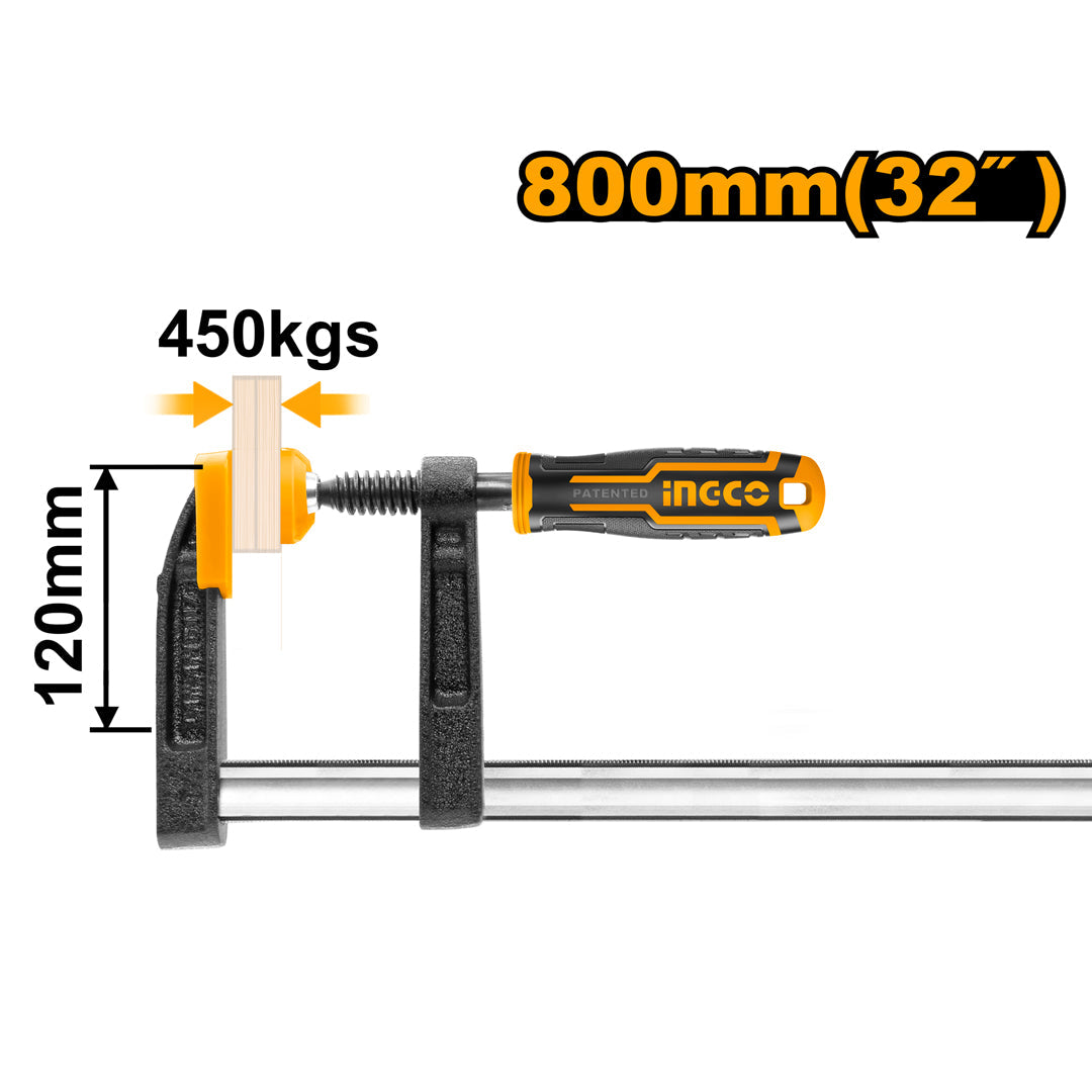 Ingco Industrial Wood Work F Clamp with Plastic Handle HFC021203