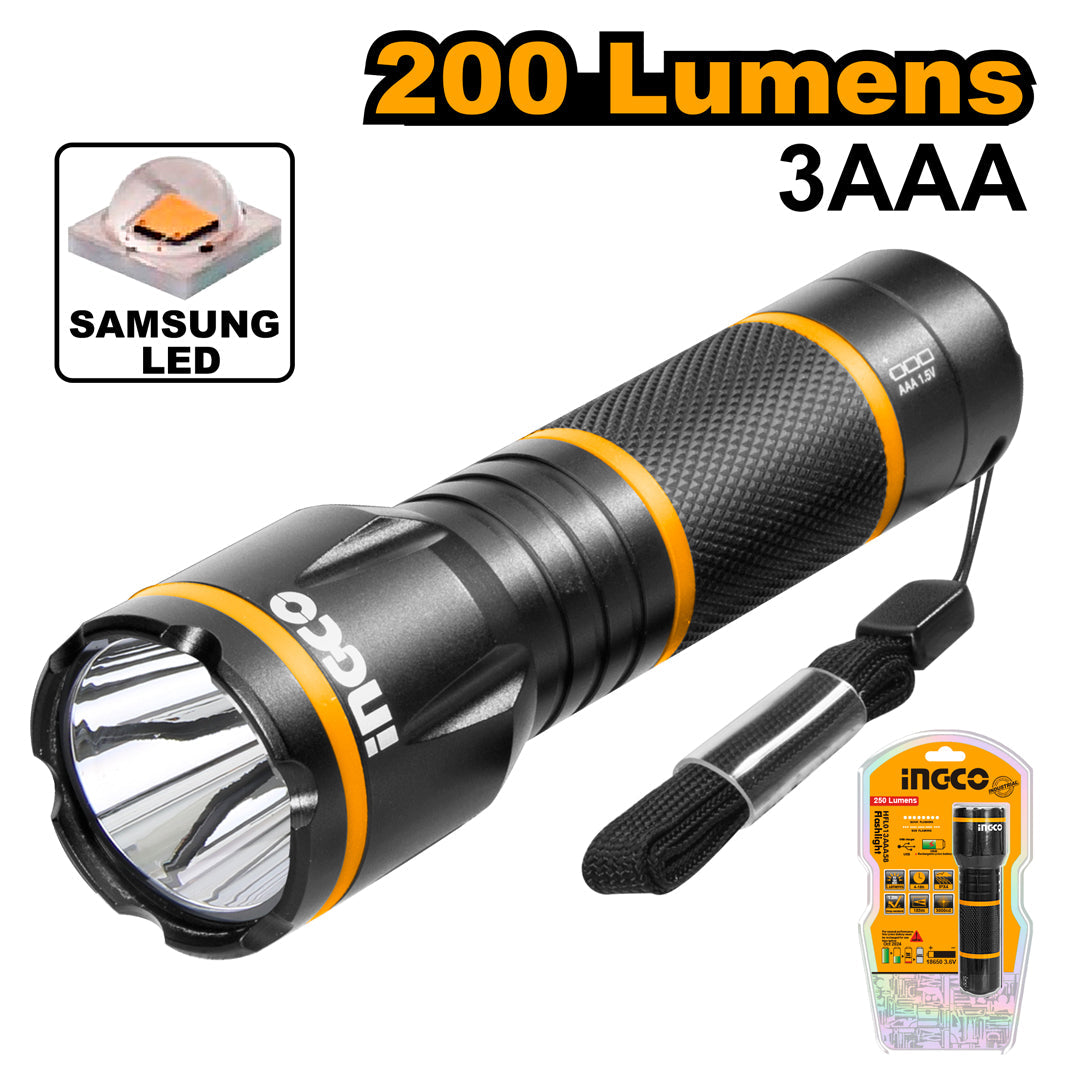 Ingco Industrial LED Flashlight Flash Light Waterproof HFL013AAA1