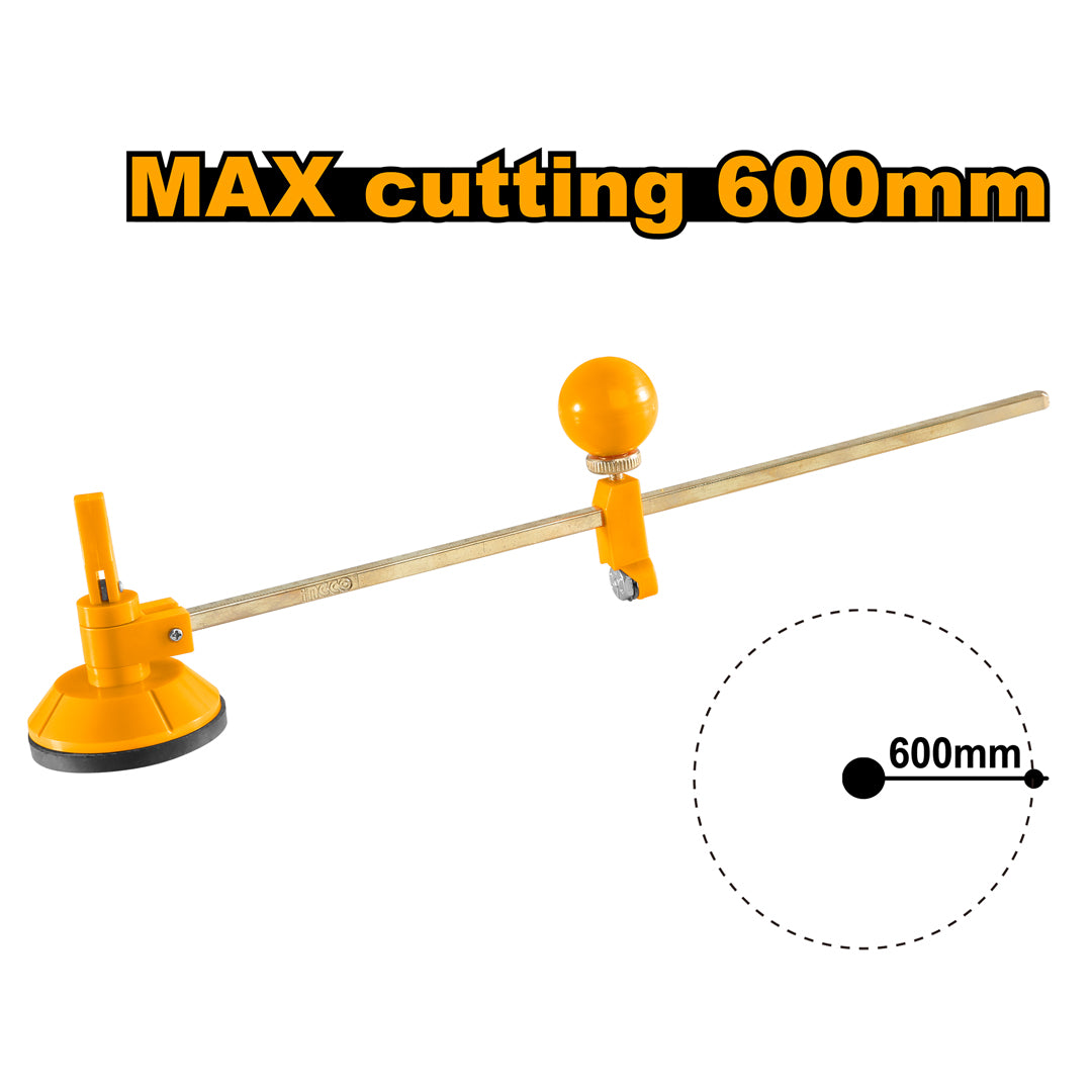 30cm Compasses Glass Cutter Blade with Rubber Suction Cups, Metal Scale Ruler HGCT16001