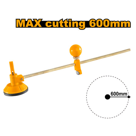 Ingco 30cm Compasses Glass Cutter Blade with Rubber Suction Cups, Metal Scale Ruler HGCT16001 - Winland Depot