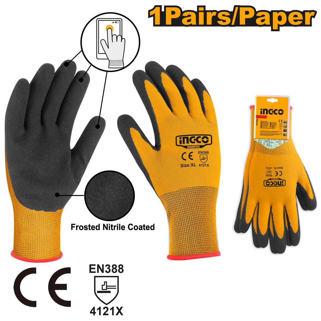 Ingco XL Touch Screen Safety Gloves HGNF03
