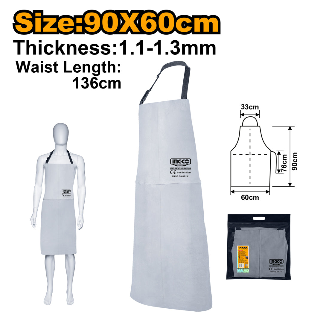 Leather Welding Apron 90 x 60cm Gray | Brown HGVA01