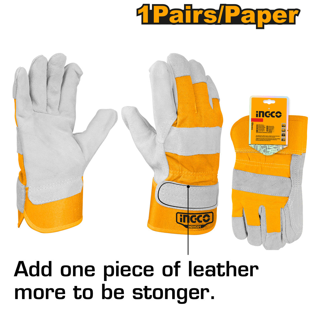 Ingco 10.5 Inch Welding Leather Gloves HGVC01 - Winland Depot