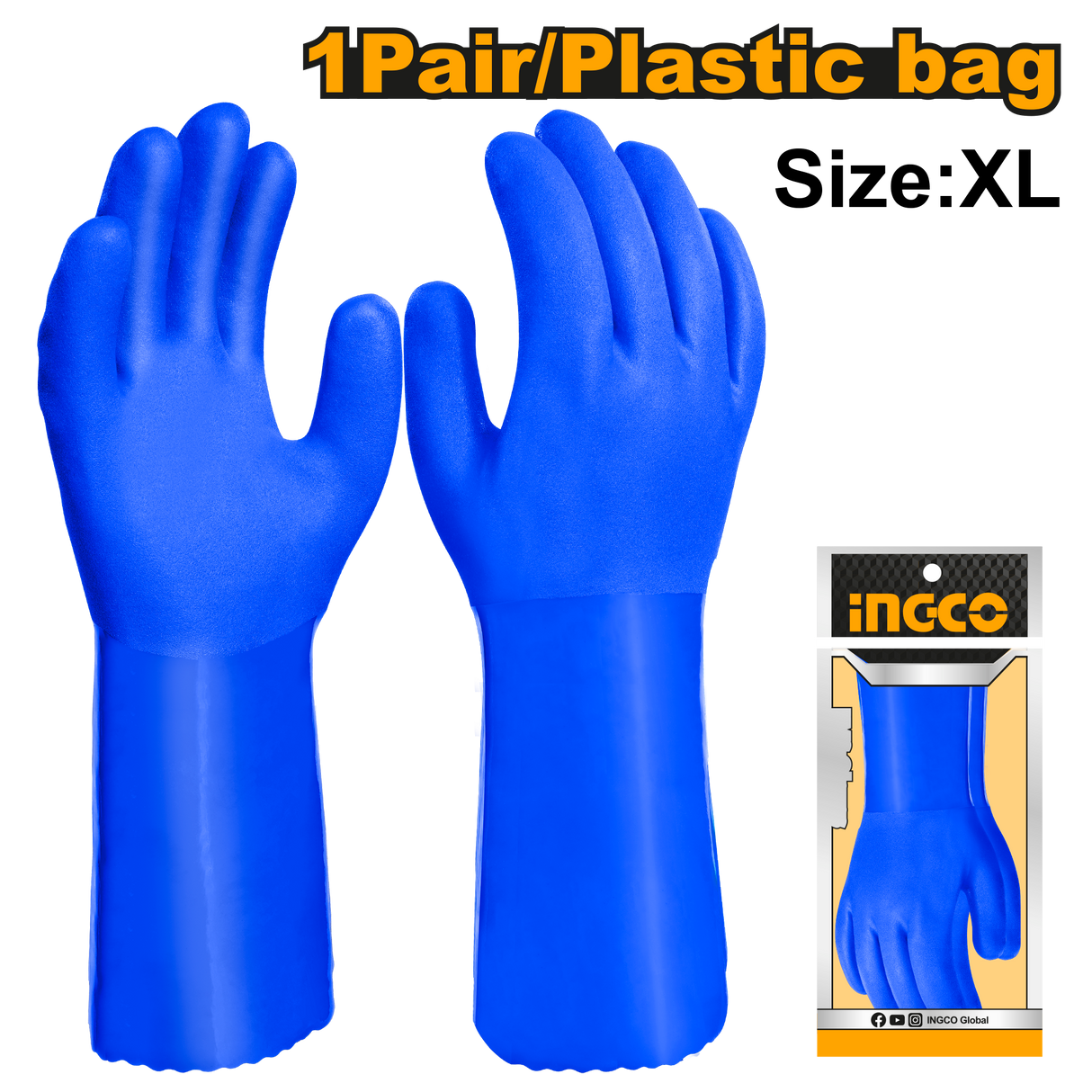 PVC Safety Gloves 32cm HGVP04 Cleaner Cleaning ING-SE