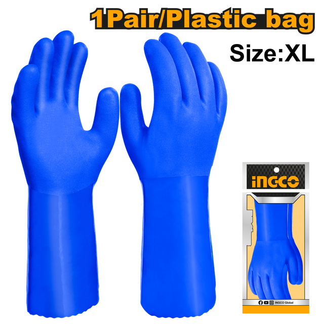 INGCO PVC Safety Gloves 32cm for Cleaning and Protection
