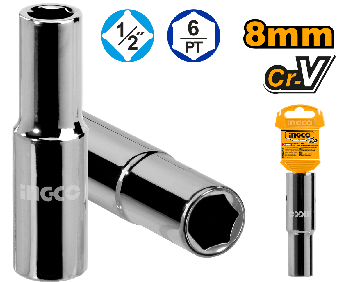 1/2 Inch Deep Hexagonal Socket 8mm HHAST12083L ING-AC